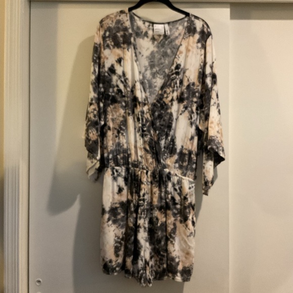 🩶 Bar III BLACK TIE DYE Wet N Wild Romper Swim Cover-up Size XL - Picture 5 of 11